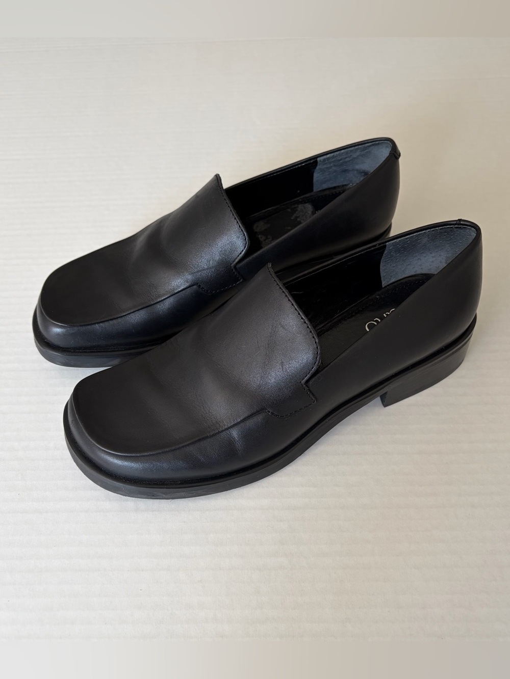 Franco Sarto Women’s Black Leather Slip-On Loafers